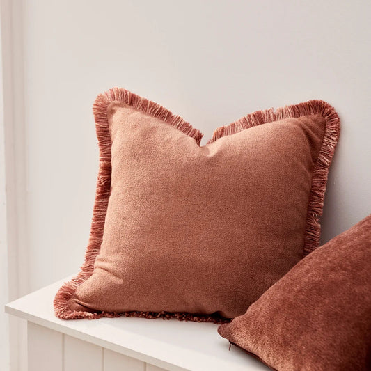 Margot Fringed Cushion | Grapefruit
