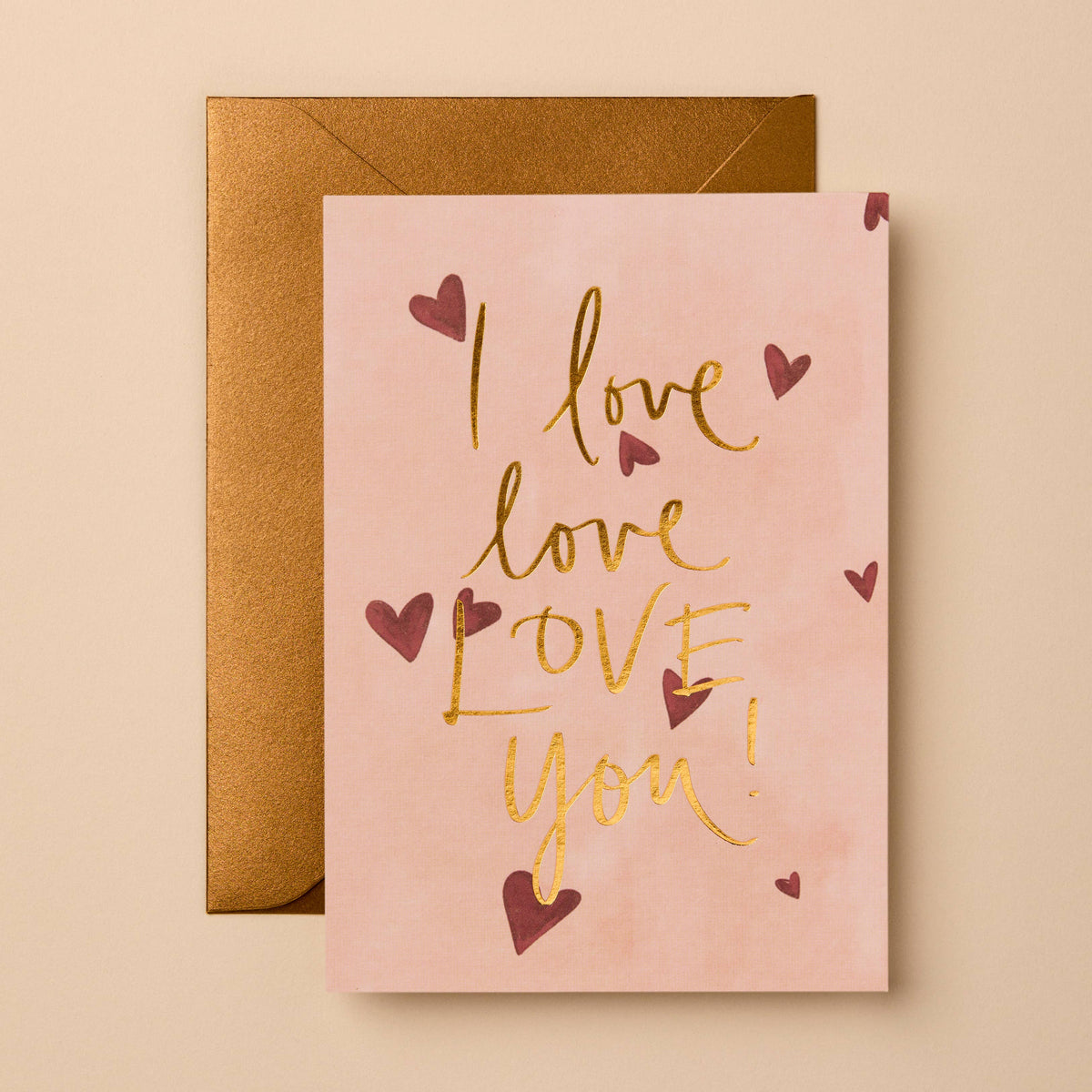 I Love Love Love You gold foil card