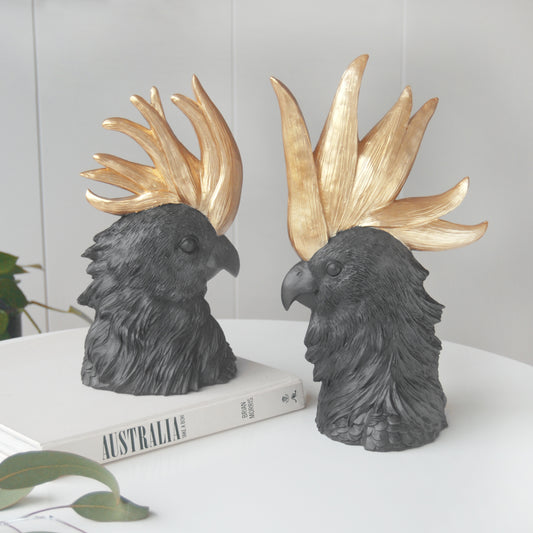 Crested Cockatoo Set | Black + Gold