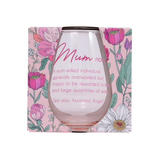 Floral Stemless Wine Glass