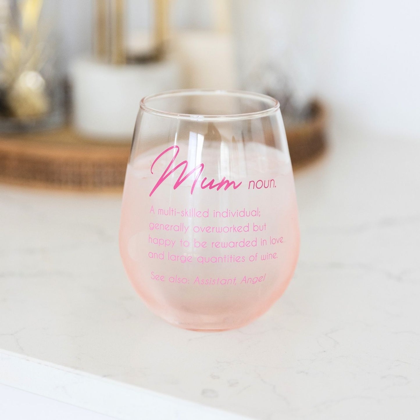Floral Stemless Wine Glass