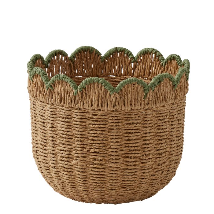 Martha natural and green paper basket planter