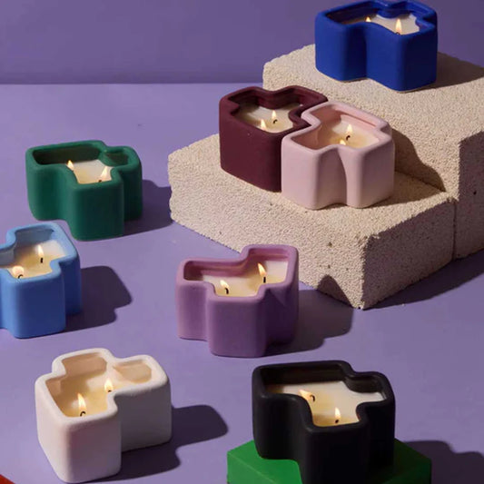 Jigsaw Candles Set of 2 | Wisteria + Ember Resin