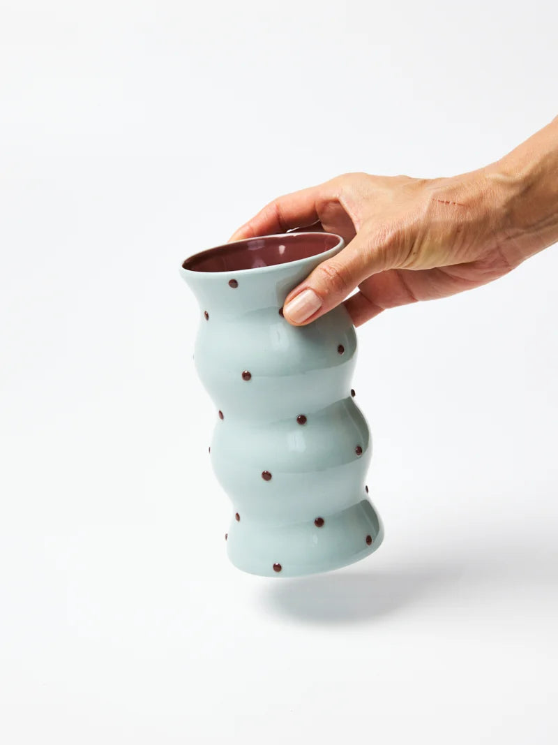 Palma Vase | Blue Brown Dotty