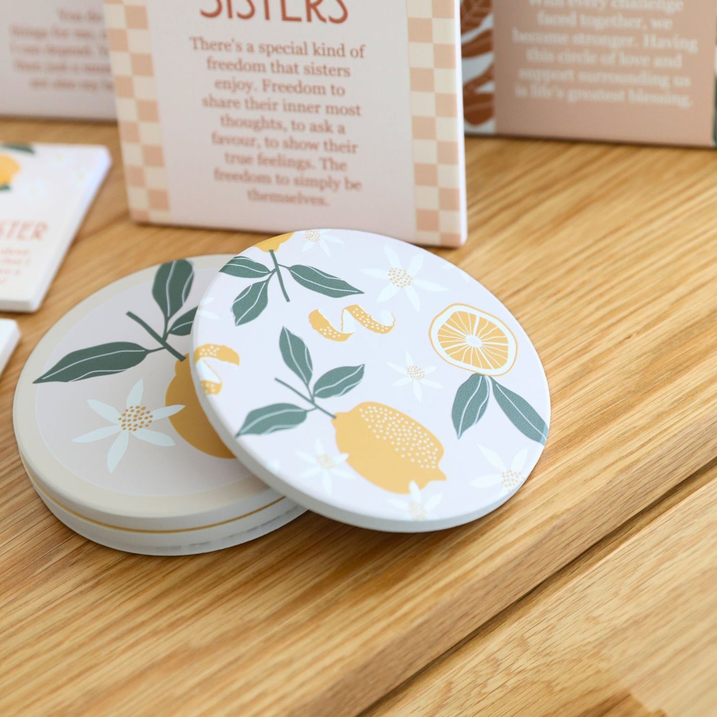 Tuscan Sun All-Over Lemons Ceramic Coaster