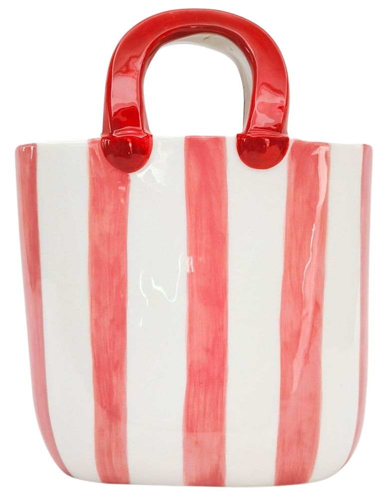 Striped Handbag Vase | Pink