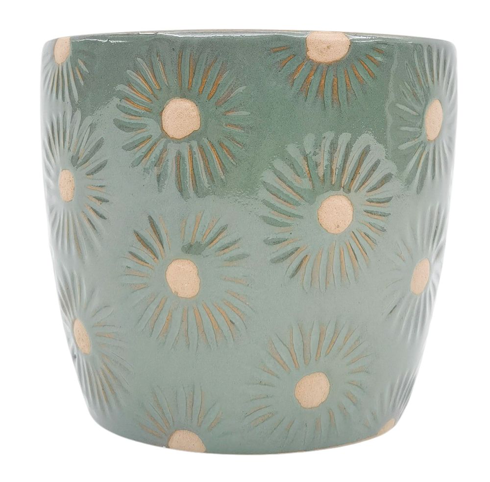 Embossed Daisy Planter | Turquoise