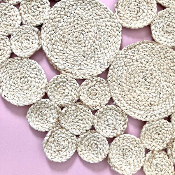 Jute Floor Rug Braided Circles