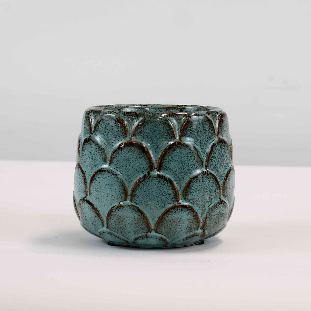 Teal Scaled Pot