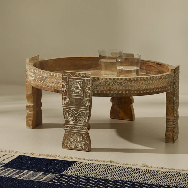 Hand Carved Chakki Accent Coffee Table