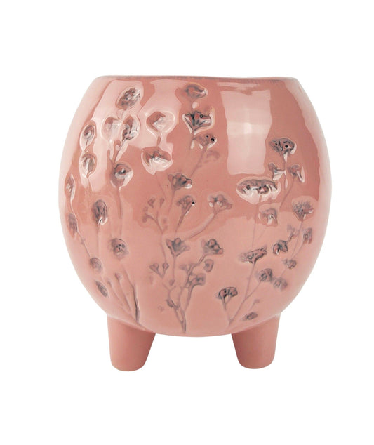 Aubrey Round Floral Planter with Legs