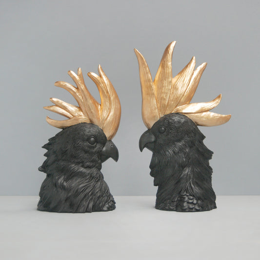 Crested Cockatoo Set | Black + Gold