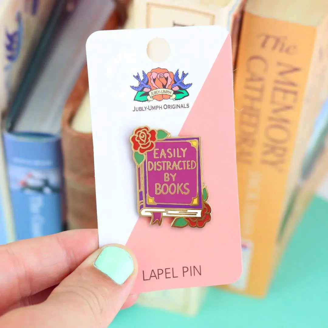 Easily Distracted By Books Lapel Pin