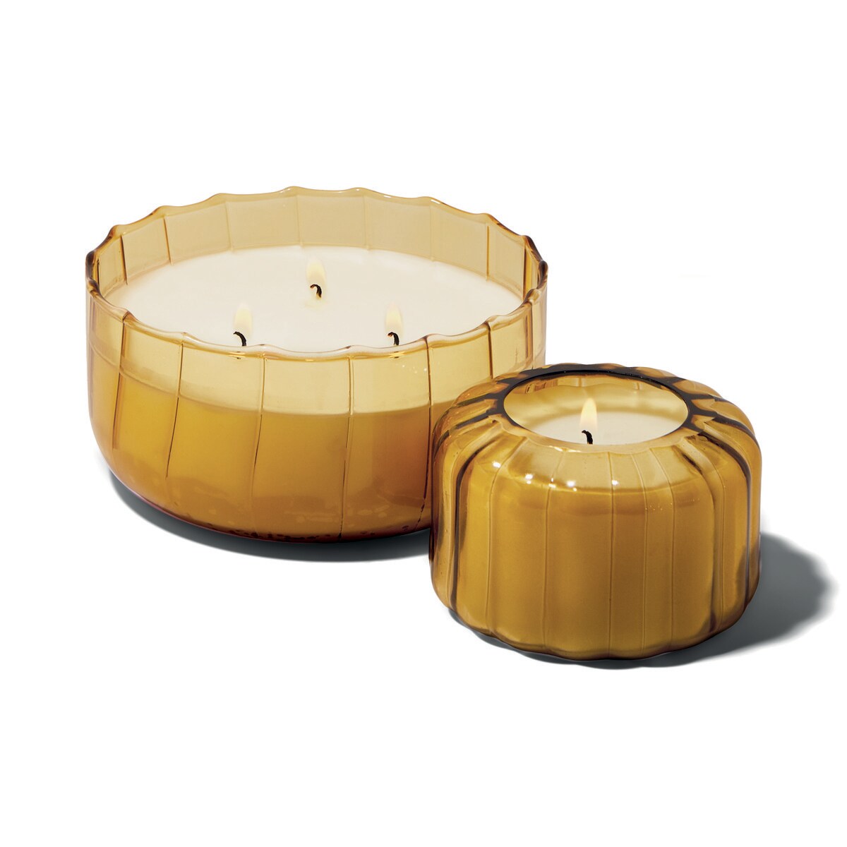 Ribbed Glass Candle | Golden Ember