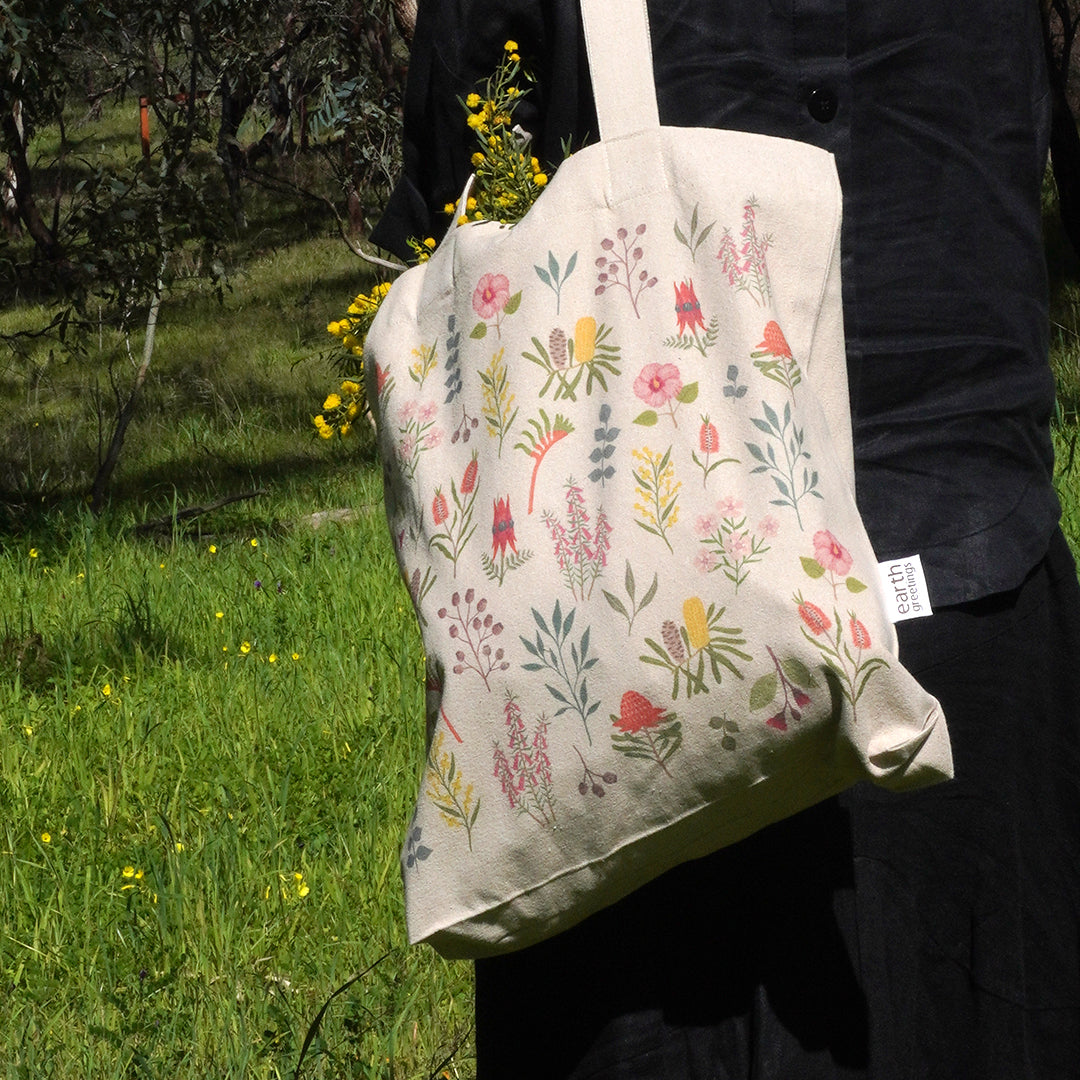 Tote Bag With Pockets | Australian Wildflowers