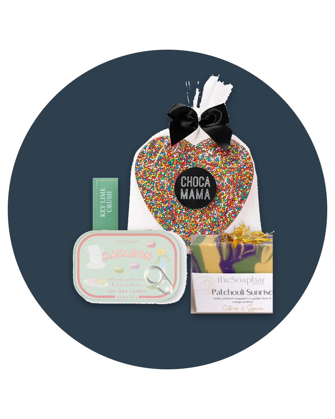A Little Love gift box: chocolate heart, lip balm, handmade soap and Bistro candle