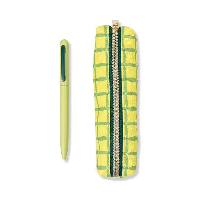 Pen + Pouch Set | Green Lattice