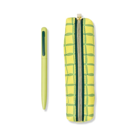 Pen + Pouch Set | Green Lattice