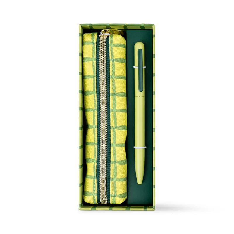 Pen + Pouch Set | Green Lattice