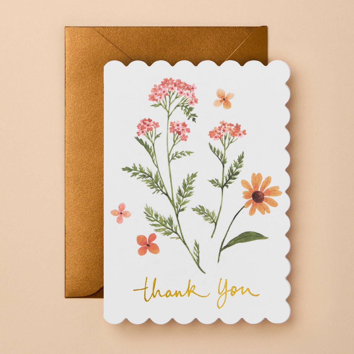 Thank You floral card with gold foil