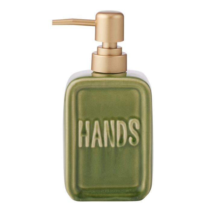 Olive ceramic hand soap dispenser
