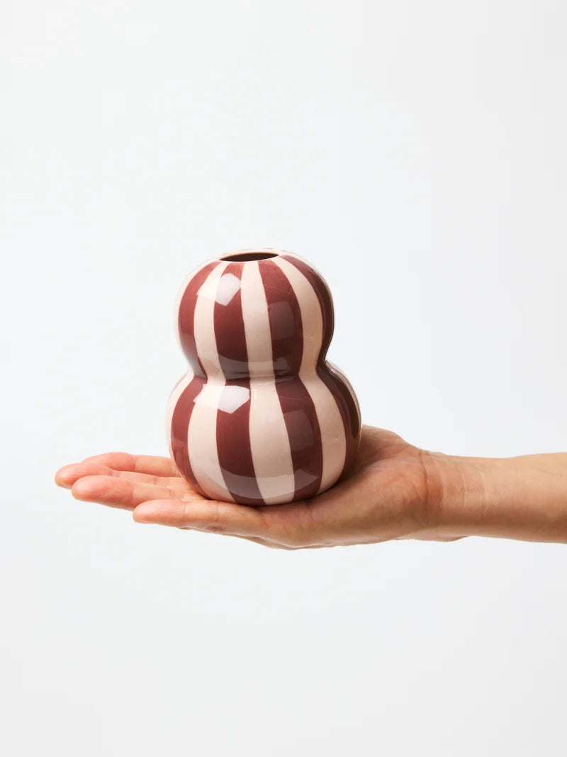 Fonda Vase | Burgundy Pink Stripe