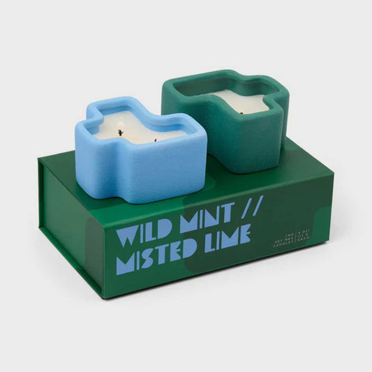 Jigsaw Candles Set of 2 | Mint + Lime