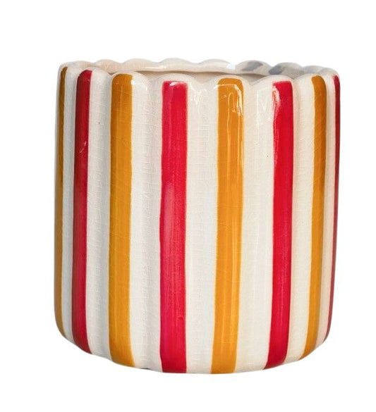 Maxine Stripe Planter | Red & Yellow