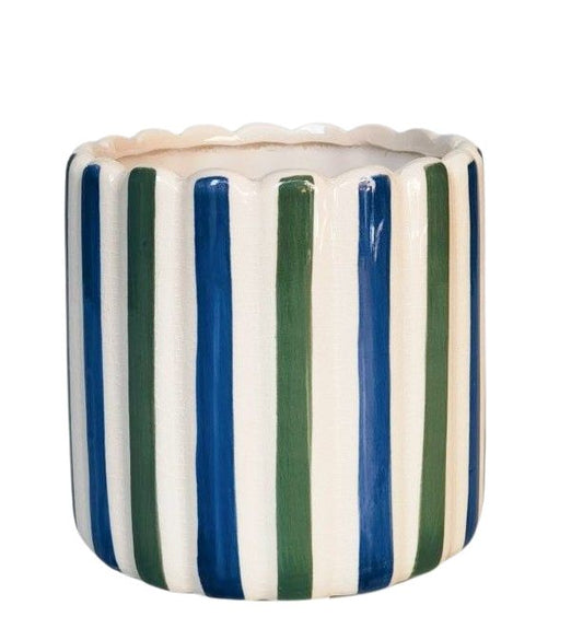 Maxine Stripe Planter | Blue & Green