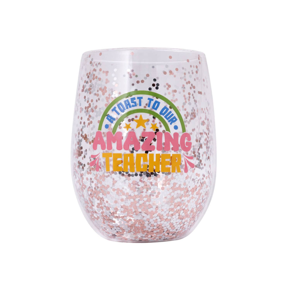 Teacher Glitter Wine Glass | Amazing