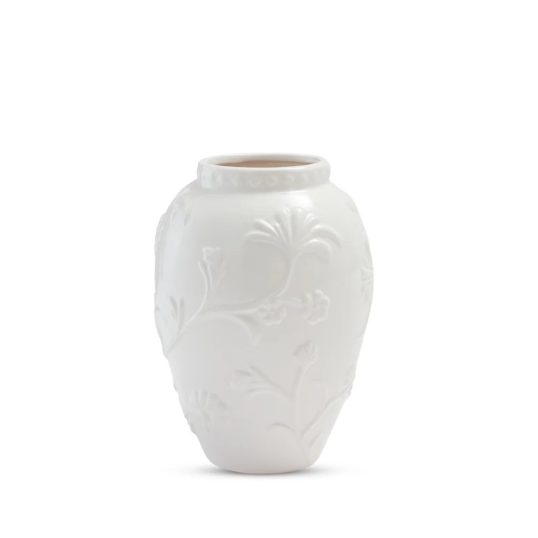 Lillie Embossed Vase | White