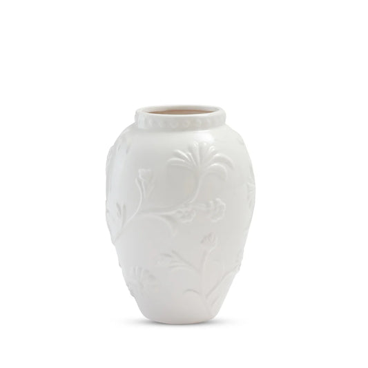 Lillie Embossed Vase | White