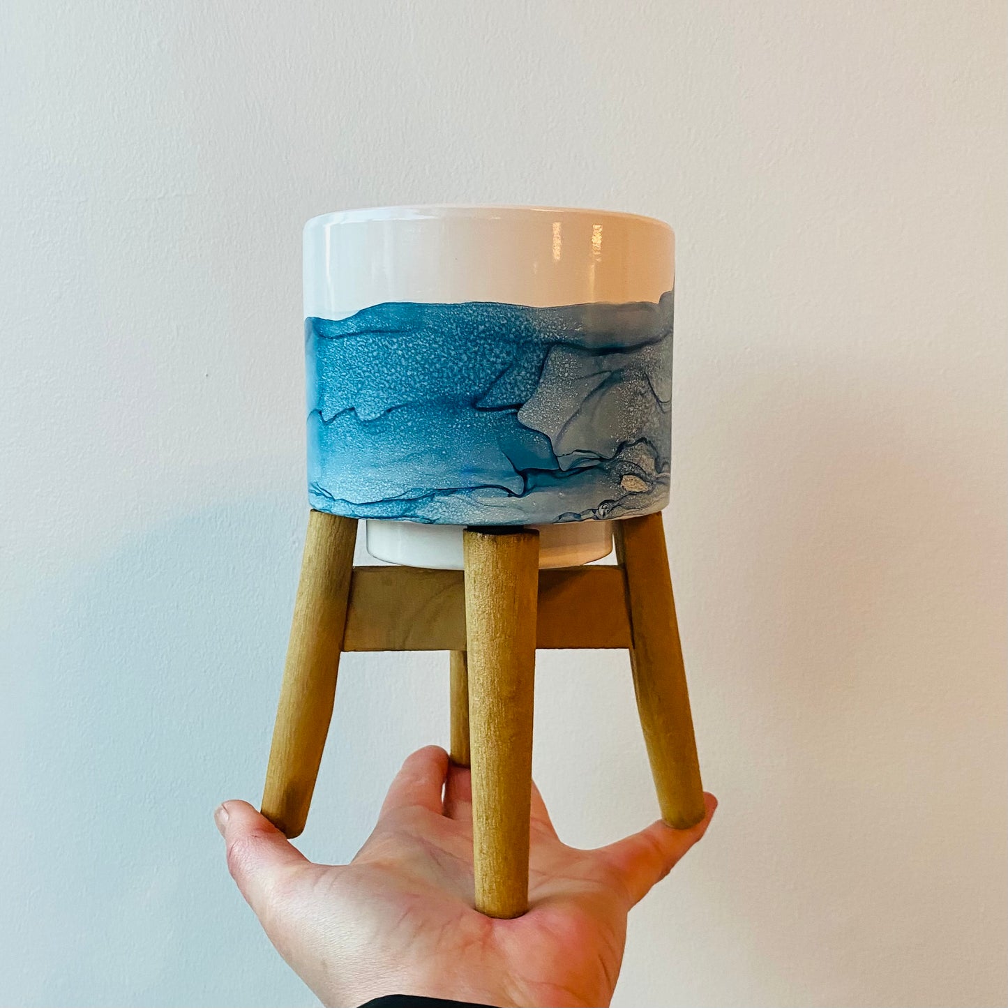 Hand Painted Pot on Stand
