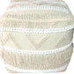 Cream Woven Floor Pouf with Tassels